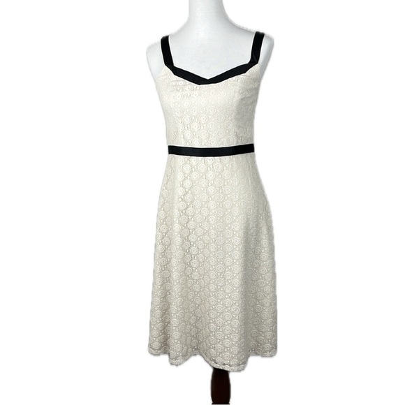 Ann Taylor Loft Cream Lace Dress Sz 2 A-line Cottagecore Coquettes Feminine - Picture 1 of 11